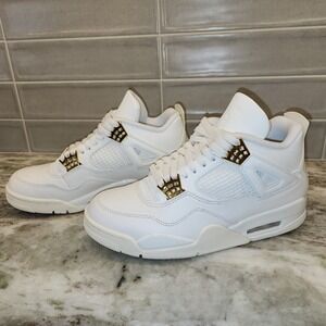 Air Jordan 4 Retro White Gold Metallic Womens 9.5 Men 8 Unisex AJ4 Sneakers